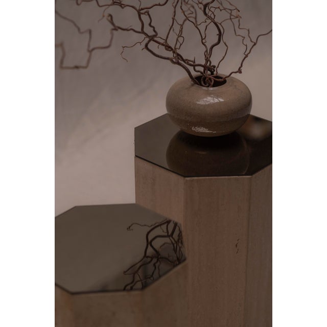 Vintage Italian Travertine Pedestals, 1970s, Set of 2 For Sale - Image 4 of 11