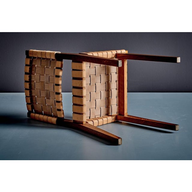 Oak Chairs with Leather Webbing by Jens Risom for Knoll, France, 1950s, Set of 2 For Sale - Image 10 of 15
