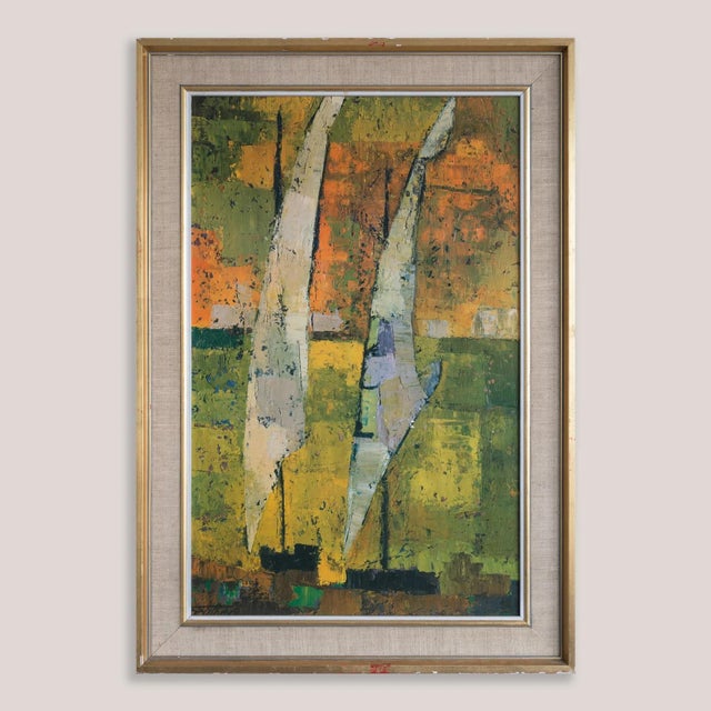 Abstract Seascape with Two Sailing Boats, 1950s, Lithograph, in Good conditions. Designed 1950 to 1959