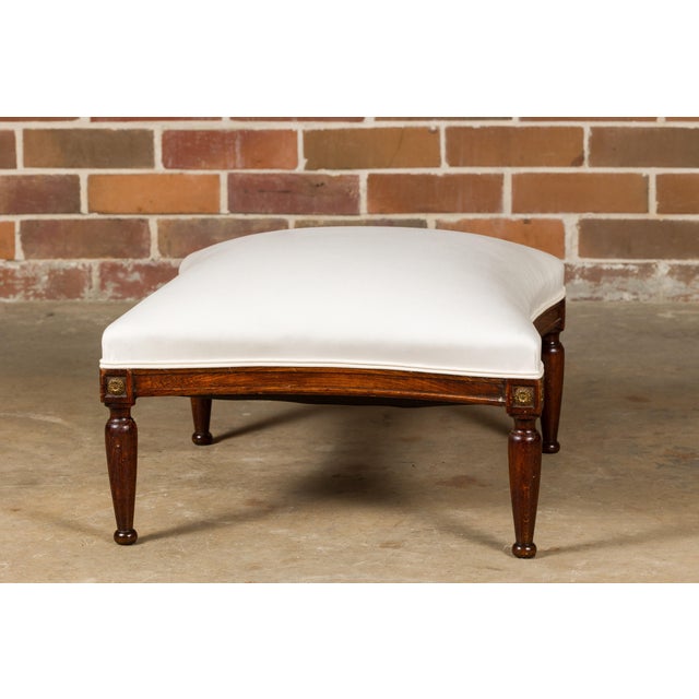 French Turn of the Century Ottoman with Giltwood Rosettes and Upholstery, 1900s For Sale - Image 10 of 12