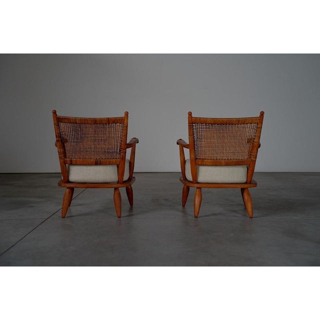 Lounge Chairs with Rattan Backrest, France, 1950s, Set of 2 For Sale - Image 16 of 18