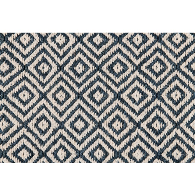 Transitional Part & Parcel Goods Textured Diamond Runner, 2’6”x8', Sapphire and Eggshell For Sale - Image 3 of 4