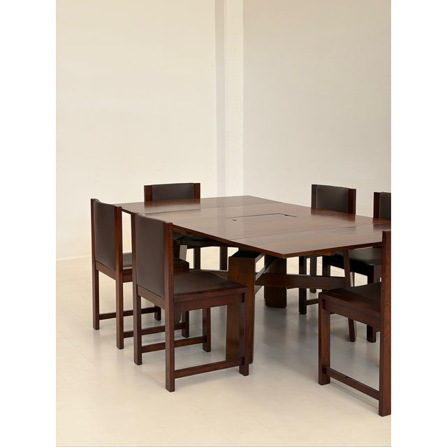 Vintage Wooden and Skai Chairs, 1960s, Set of 6, in Flawless conditions. Designed 1970 to 1979