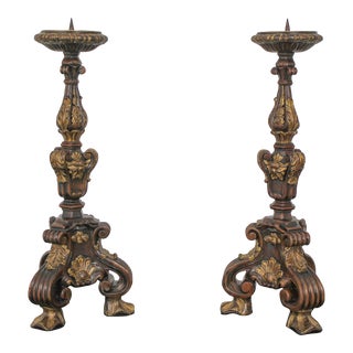 Pair Theodore Alexander Attributed Baroque Candle Pricks For Sale