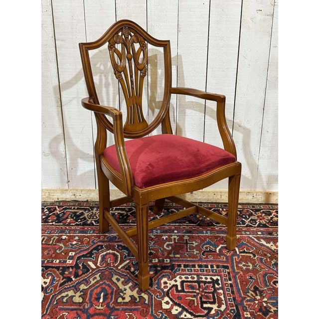 Set of 12 English Regency style beechwood armchairs from the 1970s - W=56cm H=99cm HA=50cm D=48cm