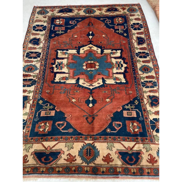 Vintage Turkish SERAPI Design Rusty Terracotta Rug 7.3 x 10 For Sale In Milwaukee - Image 6 of 10