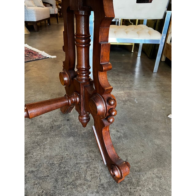 Mid 19th Century Mid 19th Century Walnut Marble Top Heavy Base Parlor Table For Sale - Image 5 of 7