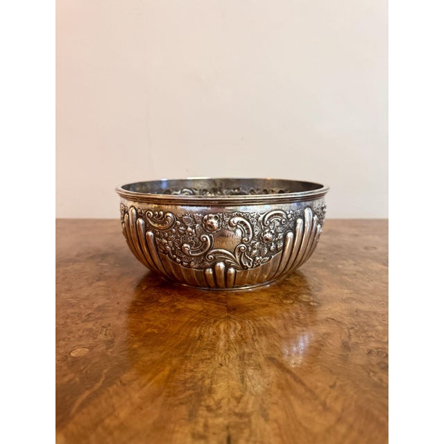 Large Antique Victorian Silver Plate Bowl, 1860 For Sale - Image 4 of 7