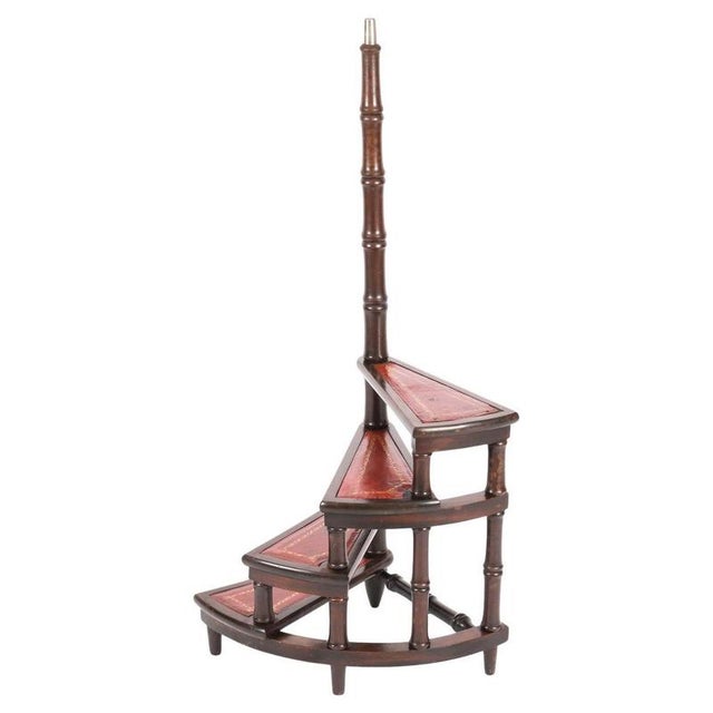 Vintage Spiral Mahogany Library Steps, 20th Century For Sale - Image 13 of 13