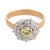 Traditional 1910s Edwardian Fancy Yellow and White Diamond Gold Cluster Ring, Size 9 For Sale - Image 3 of 5