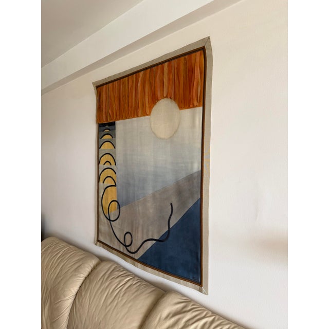 Postmodern Hand-Dyed Tapestry Painting by French Artist, Marie-Laure Ilie, 1990s For Sale - Image 3 of 13