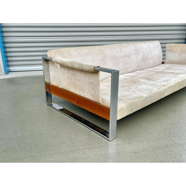 1970s 1970s Mid Century Modern Chrome Sofa Attributed to Adrian Pearsall for Craft Associates For Sale - Image 5 of 13