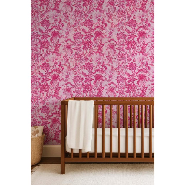 This wallpaper design, which we call, Floral &amp; the Frog, started as our take on a classic watercolor chinoiserie...