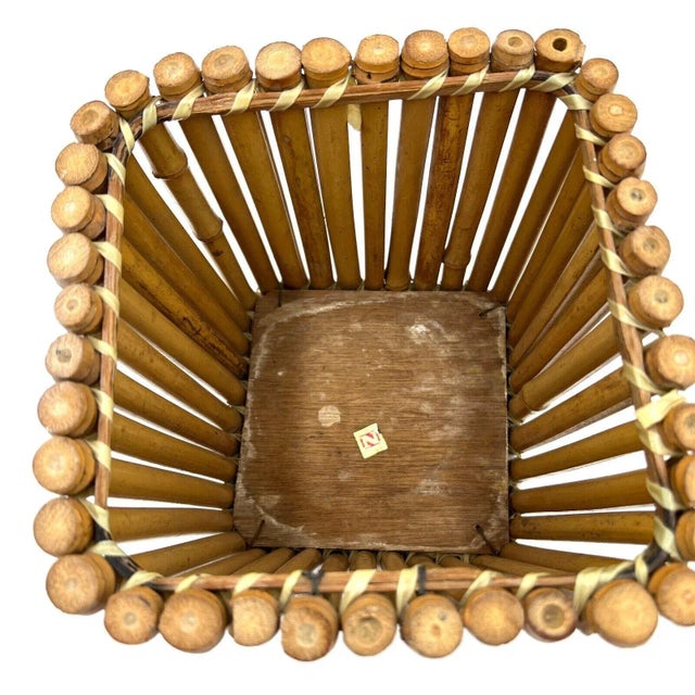 Wood Mid-Century Modern Bamboo Basket For Sale - Image 7 of 9