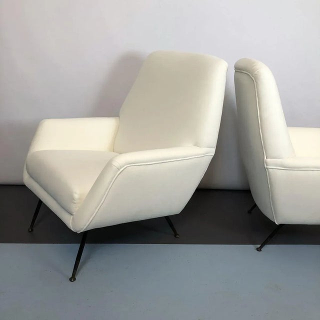 Set of Italian White Velvet Armchairs, 1950s For Sale - Image 10 of 18