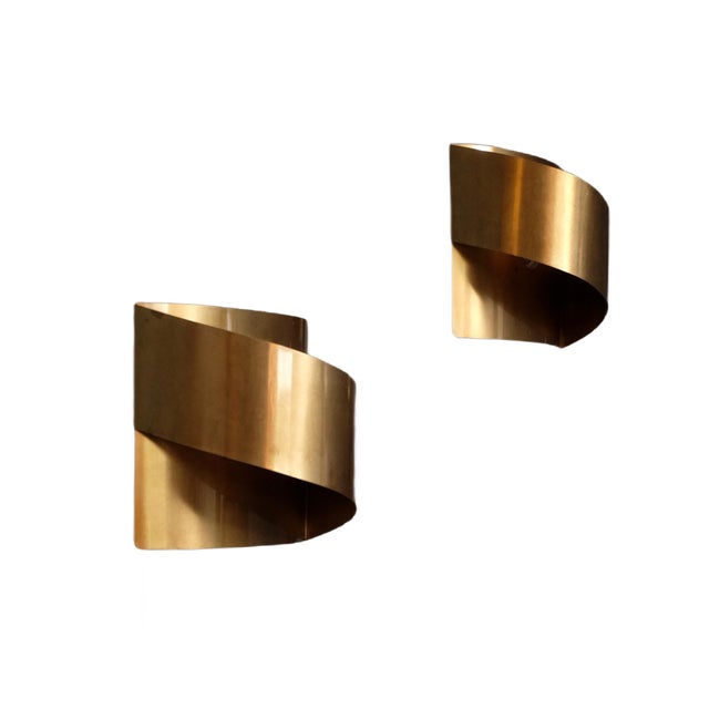 Swedish Brass Band Wall Lamp by Peter Celsing for Falkenbergs Belysning, 1960s For Sale