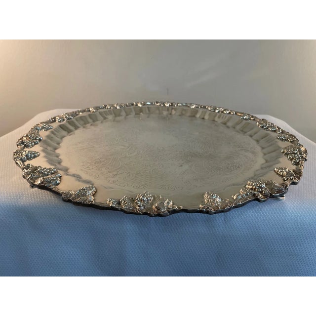 Victorian 1920s Large English Silverplated Serving Tray Platter For Sale - Image 3 of 13