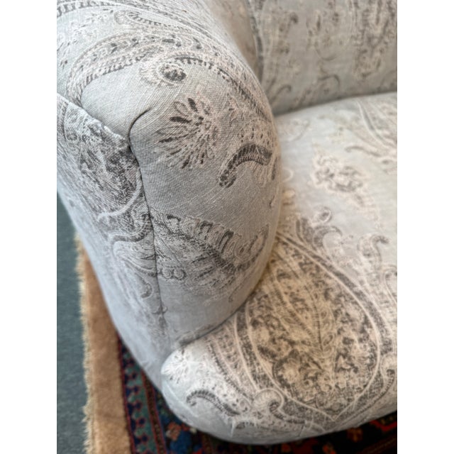 Sky Blue Vladimir Kagan Style Paisley Print Loveseat For Sale - Image 8 of 12