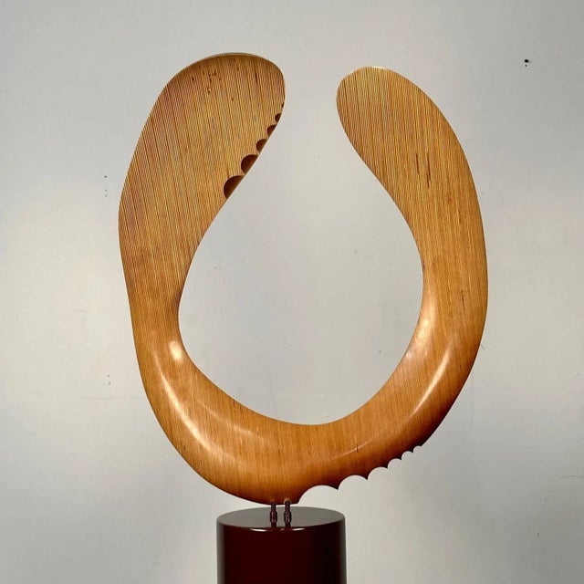 Modern Boomerang Wooden Sculpture on Steel Pedestal by David Hymes, Contemporary For Sale In New York - Image 6 of 12