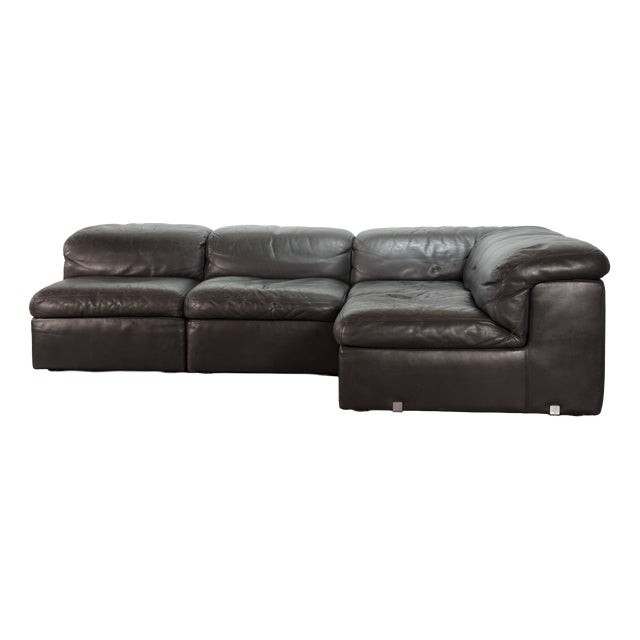 Modular Jeep Sofa in Grey Leather, 1970s, Set of 4 For Sale