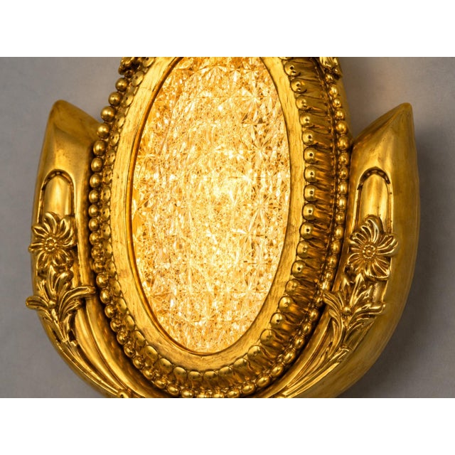 1970s 1970s French Maker Louis XVI Gold Bronze Wall Lamps Sconces-Pair For Sale - Image 5 of 13
