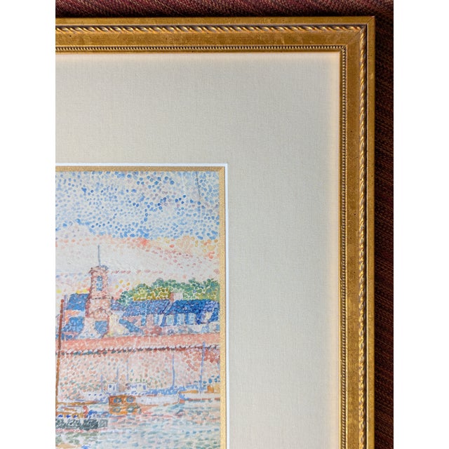 1950s French Mid-Century Impressionist Watercolor "Le Port De Concarneau" by Yvonne Canu For Sale - Image 11 of 15