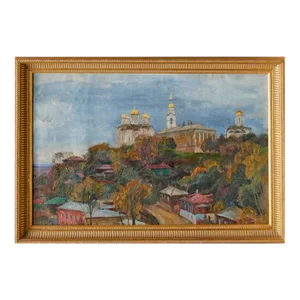 Framed Oil on Canvas Hilltop View