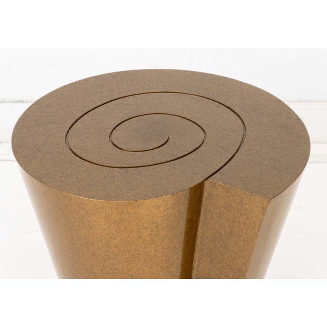 Contemporary Modern Bronzed Steel Conical Spiral Side Table For Sale - Image 3 of 6