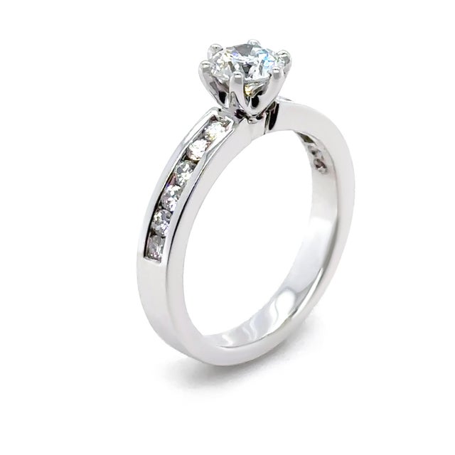 Silver 18ct White Gold Round Brilliant Cut Diamond Ring 0.95ct 5.75g, Size 6 For Sale - Image 8 of 10