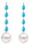 Nina Zhou Rythm Turquoise Diamond and Pearl Drop Earrings in 14k Yellow Gold - A Pair For Sale