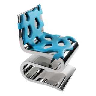Berserker Chair in Mirror Polished Steel and Leather by Barberini & Gunnell For Sale