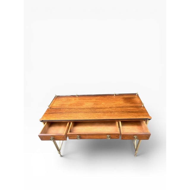 Brass 1950s Kittinger French Directoire Writing Desk in Solid Brass and Satinwood For Sale - Image 8 of 14
