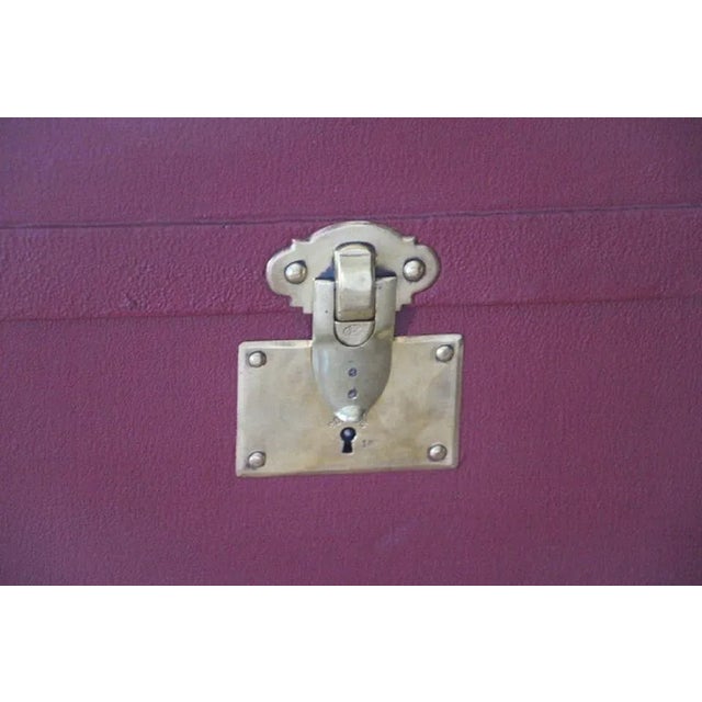 Cube Shape French Red Canvas Trunk, 1930s For Sale - Image 4 of 13