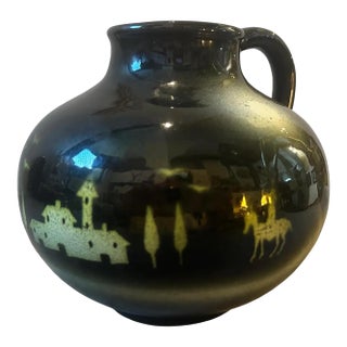 1930s Art Deco Air Brushed Black and Yellow Ceramic Italian Jug by Icap For Sale