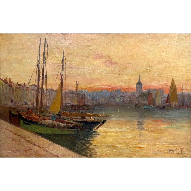Port of Les Sables d'Olonne, 1917, Oil Paintings on Wood, Set of 2 For Sale - Image 6 of 9
