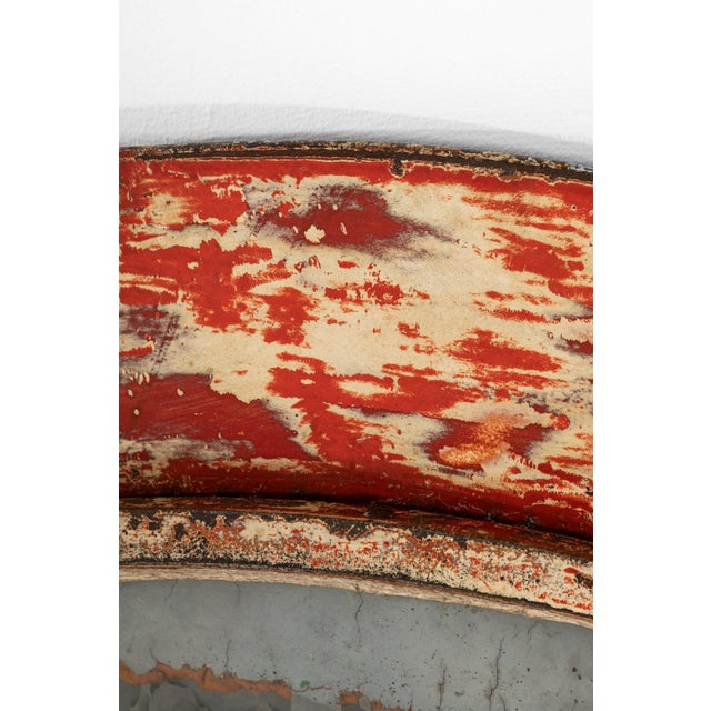 Cream Large Circular Czech Tramway Mirror For Sale - Image 8 of 13
