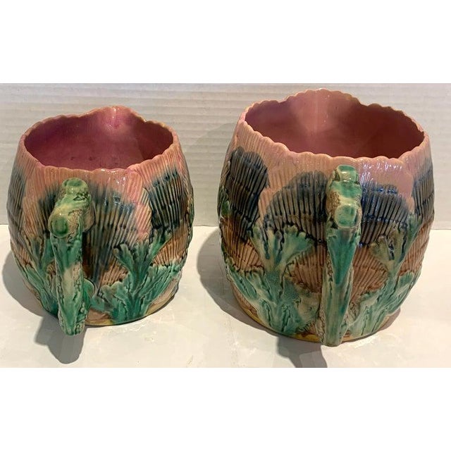 Ceramic Late 19th Century Collection of Six Etruscan Majolica Shell and Seaweed Pitchers For Sale - Image 7 of 13