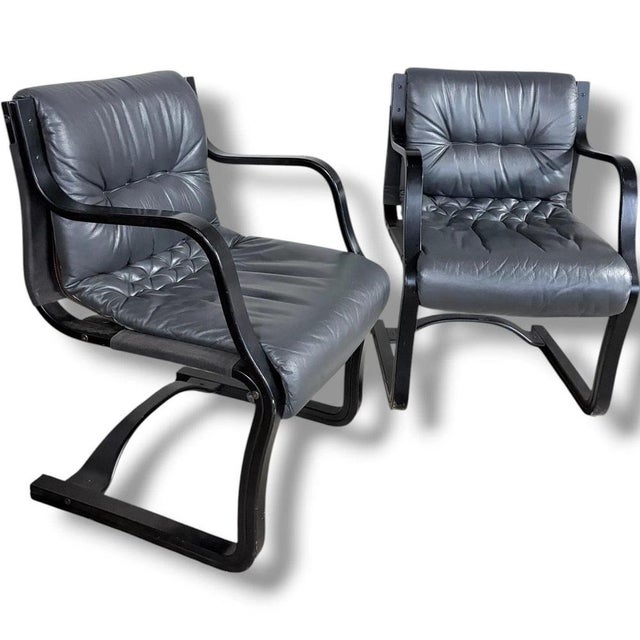 Esko Pajamies Vintage Lounge Chairs with Black Stained Frames from Esko Pajamies, Set of 2 For Sale - Image 4 of 8