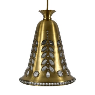 Mid-Century Pendant Lamp in Brass and Crystal by Oswald Haerdtl for Lobmeyr, Austria, 1950s For Sale