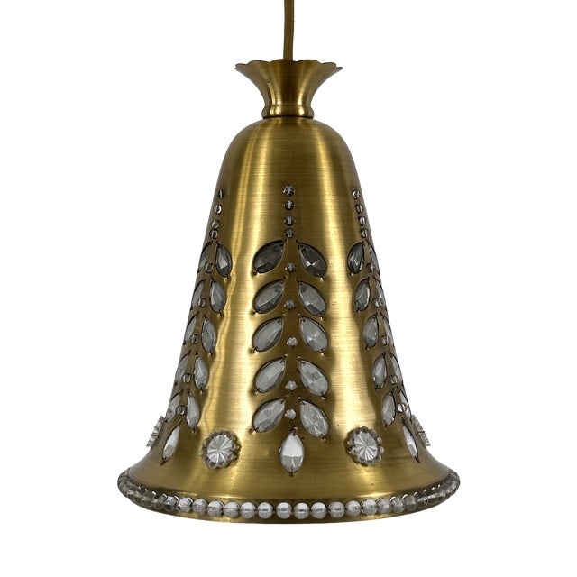 Mid-Century Pendant Lamp in Brass and Crystal by Oswald Haerdtl for Lobmeyr, Austria, 1950s For Sale