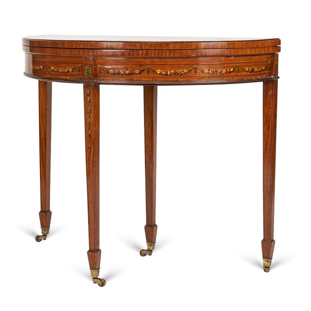 19th Century Georgian Demi Lune Games Console Table, 1800s For Sale - Image 4 of 18