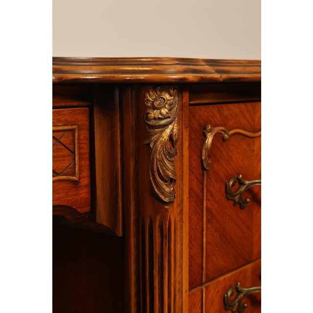 Brown 1930's French Louis XV Style SatinwoodInlaid Writing Desk Vanity For Sale - Image 8 of 18
