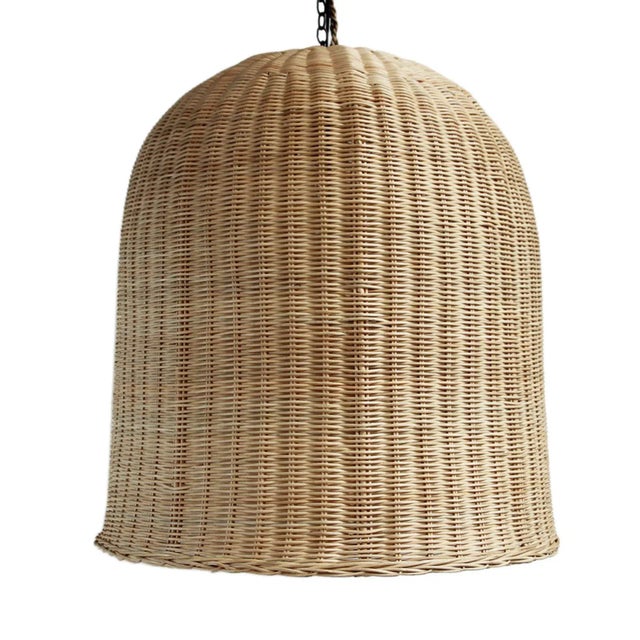 Contemporary Raw Wicker Dome Pendant Light XL For Sale - Image 3 of 5