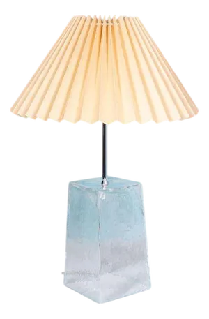 Minimalist Postmodern Glass Table Lamp with Pleated Shade