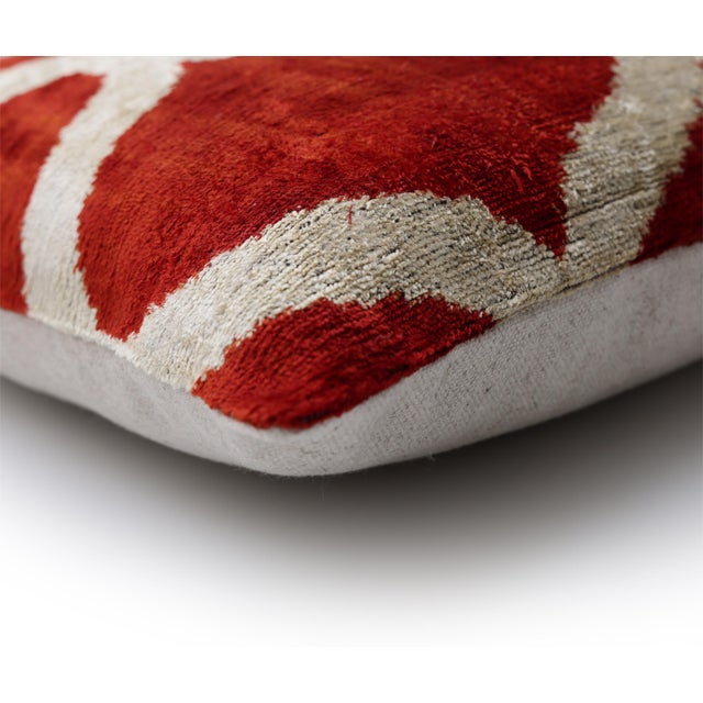 Textile The Rust Red & Cream Ogee Silk Velvet Pillow - 20" X 20" For Sale - Image 7 of 8