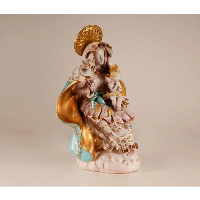 Ceramic Mid-Century Italian Madonna & Child Sculpture by Eugenio Pattarino, 1960s For Sale - Image 7 of 11