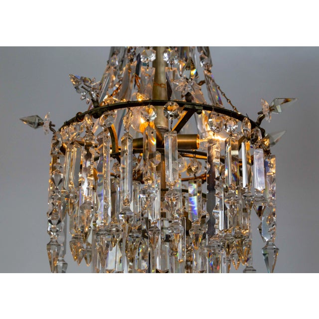 Early 20th Century Early 20th Century Cut Crystal Spear Empire Chandelier For Sale - Image 5 of 12