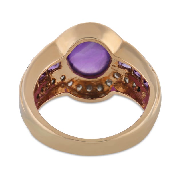 Vintage 2.70 Carat Amethyst Diamond 14k Yellow Gold Ring, Size 5.25 For Sale In Los Angeles - Image 6 of 6