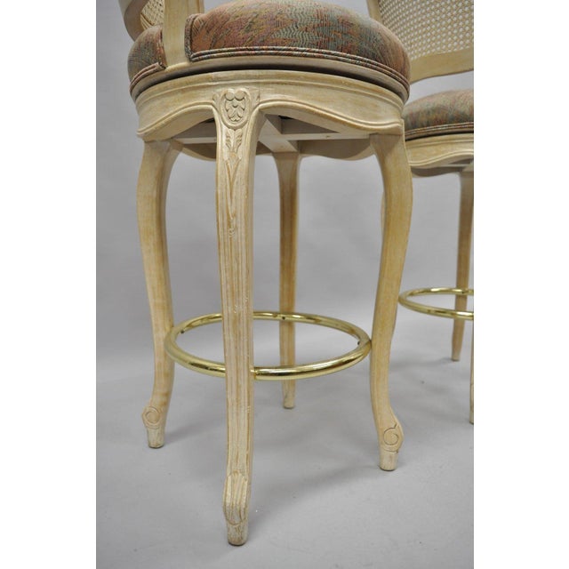 Vintage French Country Louis XV Style Cane Back Swivel Bar ...