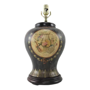 Late 20th Century Black Porcelain Temple Jar Lamp